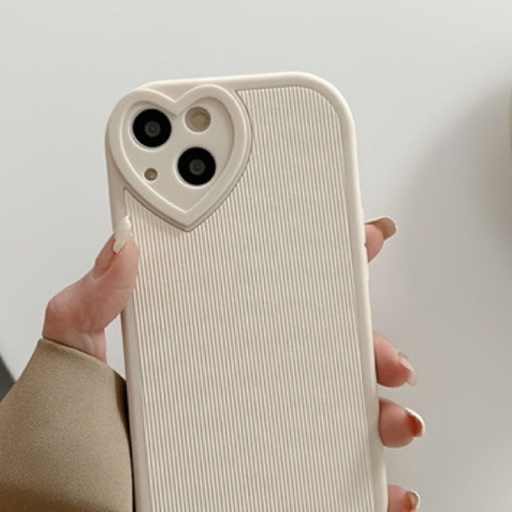 Neutral Protective iPhone 14 Pro Max Case with Heart Around Camera Lens Protect
